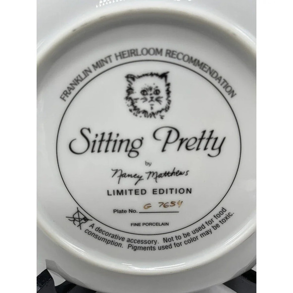Sitting Pretty Collectors Plate Nancy Matthews Franklin Mint Heirloom Cats Decor - Picture 7 of 8